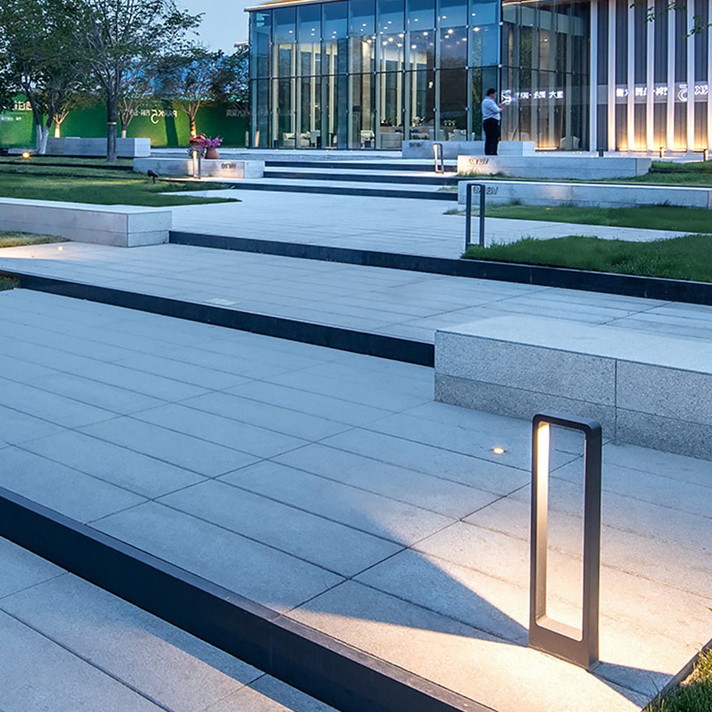 Modern Rectangular LED Bollard Path Light 10W COB Waterproof Outdoor Landscape Lighting Black Aluminum IP65