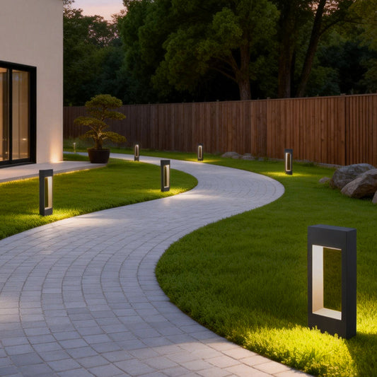Black Bollard Lights Modern Slim Border LED Lawn Light