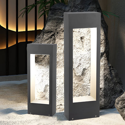 Black Bollard Lights Modern Slim Border LED Lawn Light