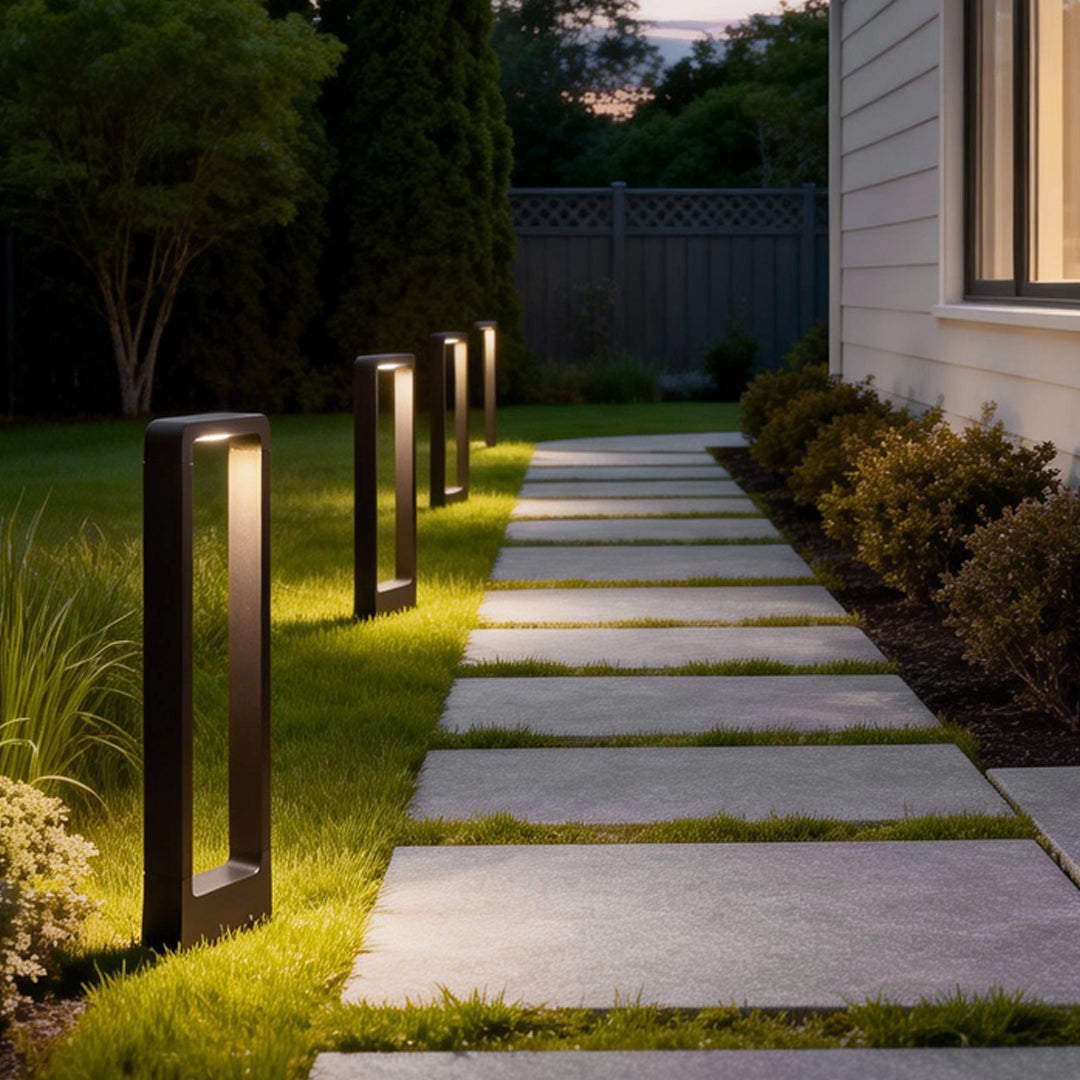 Modern Rectangular LED Bollard Path Light 10W COB Waterproof Outdoor Landscape Lighting Black Aluminum IP65