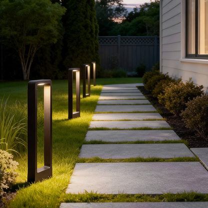 Modern Rectangular LED Bollard Path Light 10W COB Waterproof Outdoor Landscape Lighting Black Aluminum IP65