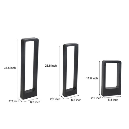 Modern Rectangular LED Bollard Path Light 10W COB Waterproof Outdoor Landscape Lighting Black Aluminum IP65