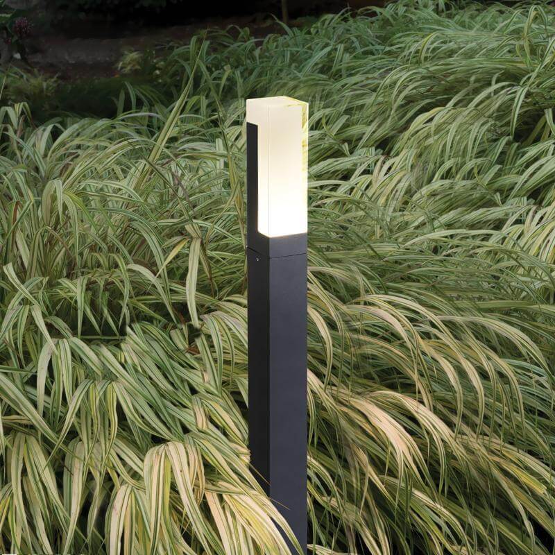 Modern Cuboid LED Bollard Light Waterproof Outdoor Pathway Lighting Black Aluminum Minimalist Landscape Light IP54