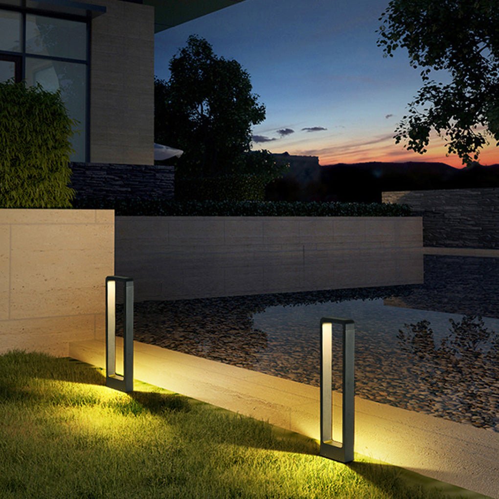 Modern Rectangular LED Bollard Path Light 10W COB Waterproof Outdoor Landscape Lighting Black Aluminum IP65