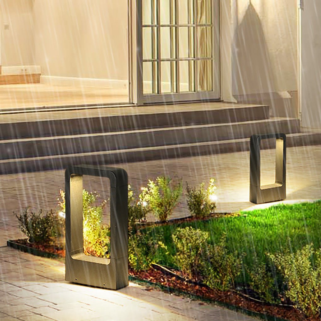 Modern Rectangular LED Bollard Path Light 10W COB Waterproof Outdoor Landscape Lighting Black Aluminum IP65