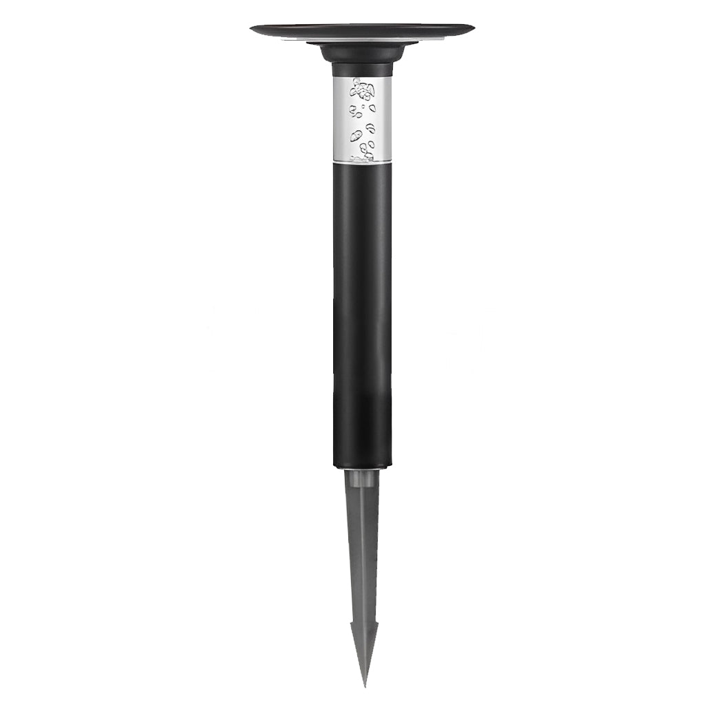 Solar LED Path Light Round Disc Top Bubble Pole Design Black Die-Cast Aluminum 3 Heights