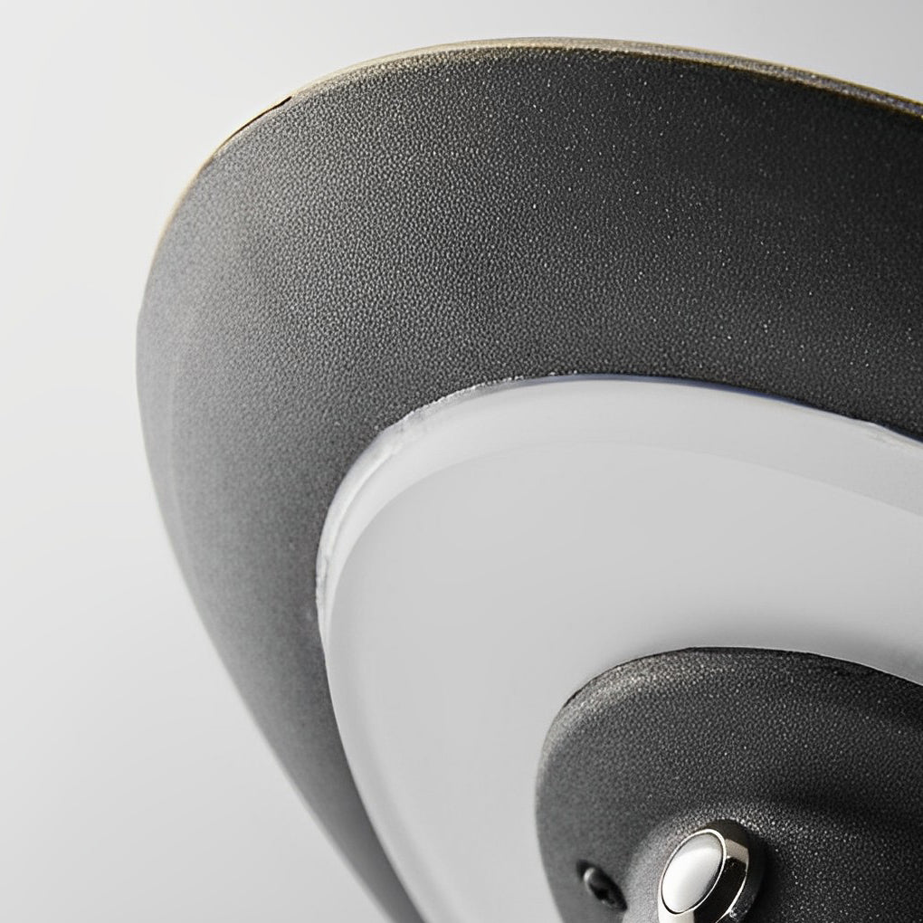 Solar LED Path Light Round Disc Top Bubble Pole Design Black Die-Cast Aluminum 3 Heights