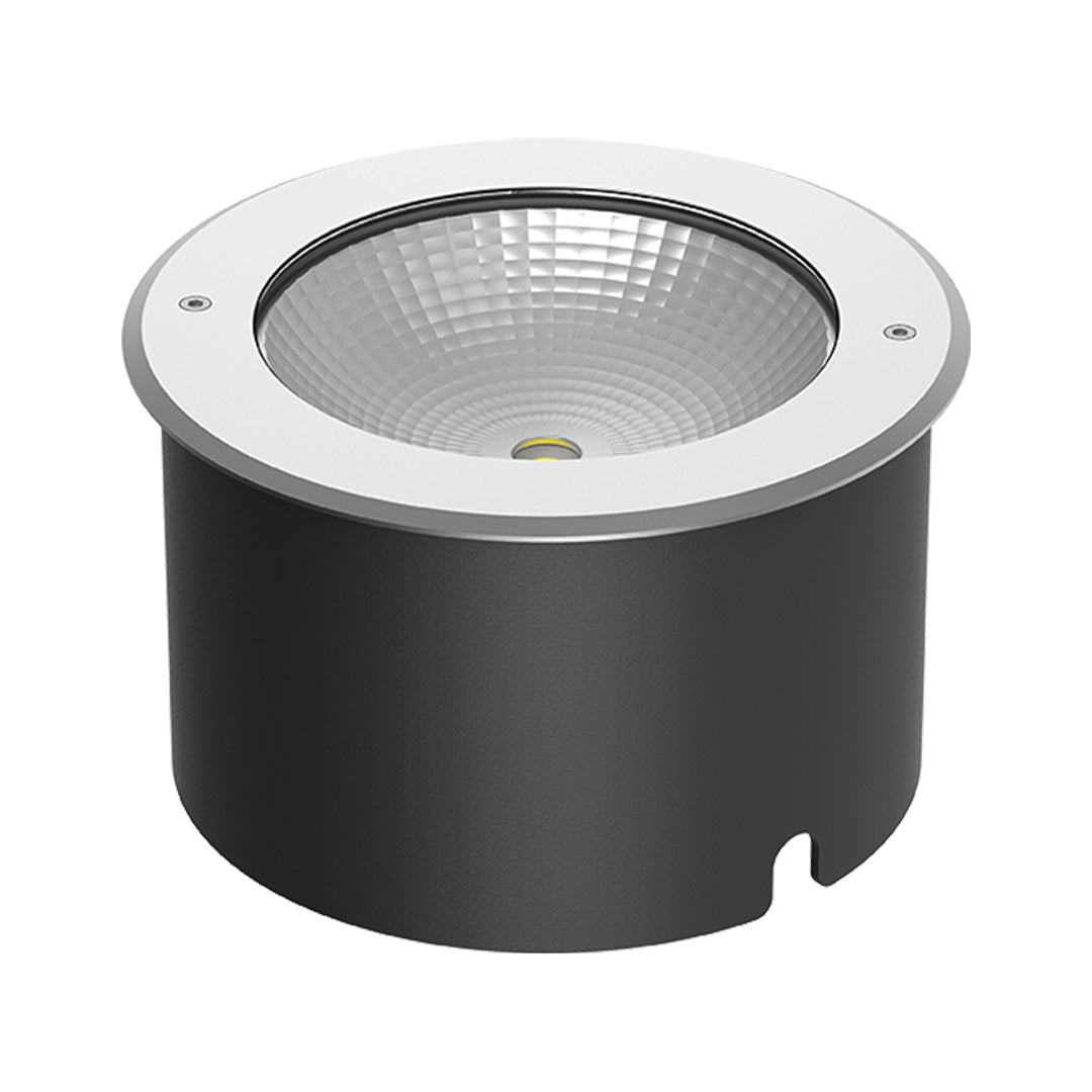Hardwired LED Inground Well Light 15W CREE-COB Black Die-Cast Aluminum Tempered Glass IP67 3000K Courtyard Villa Park
