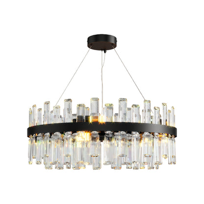 Crystal Ring Chandelier Copper-Iron Geometric Layered Crystal Rods E14 Nordic Retro