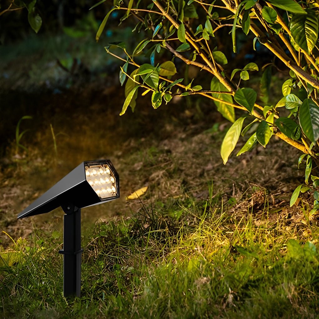 Solar Spotlight Outdoor Adjustable Garden Spike Light LED IP65 Warm White RGB 3W 210LM Auto Dusk to Dawn Black 2 Pack