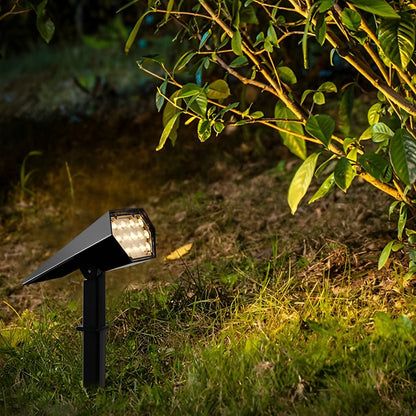 Solar Spotlight Outdoor Adjustable Garden Spike Light LED IP65 Warm White RGB 3W 210LM Auto Dusk to Dawn Black 2 Pack