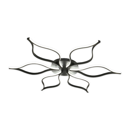 Oversized Black Iron and Silicone Petal-Arm LED Flush Mount with Four Colour Temperature Modes in Two Sizes