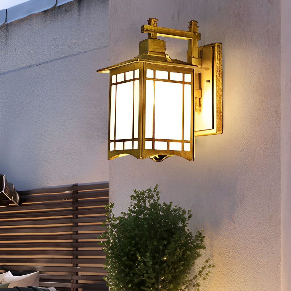 Retro Lantern Wall Sconce Die-Cast Aluminum Glass Solar or Hardwired IP55 3000K Black Bronze Copper Garden