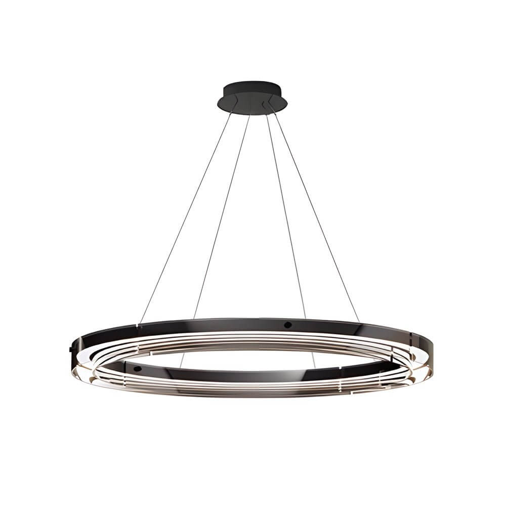 Black Glass Ring Chandelier LED Dimmable 3000K 6000K Aluminium 3 Sizes
