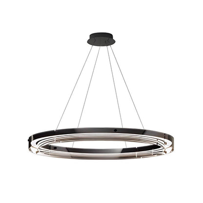 Black Glass Ring Chandelier LED Dimmable 3000K 6000K Aluminium 3 Sizes