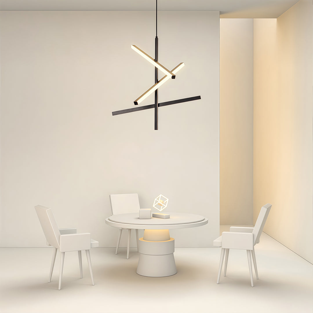 Abstract Multi-Arm Iron Chandelier Silicone Shade Dimmable LED 3000K 6000K Black
