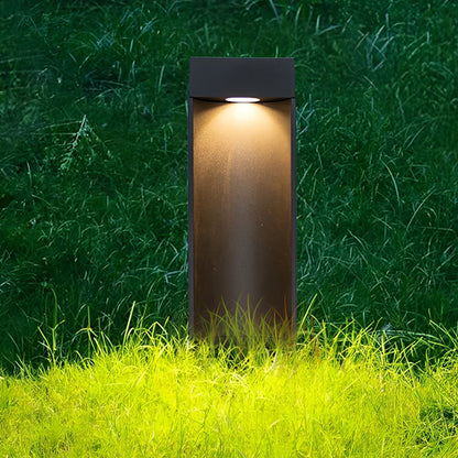 Modern Square LED Bollard Light 5W Waterproof Outdoor Lawn Pathway Lighting Black Aluminum IP54