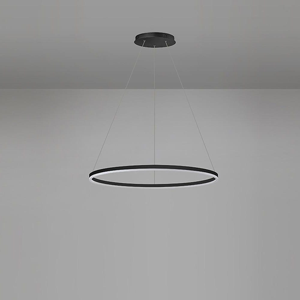 Modern LED Ring Chandelier Aluminium Acrylic Dimmable 3000K–6000K Remote Black Coffee Gold White 3 Sizes
