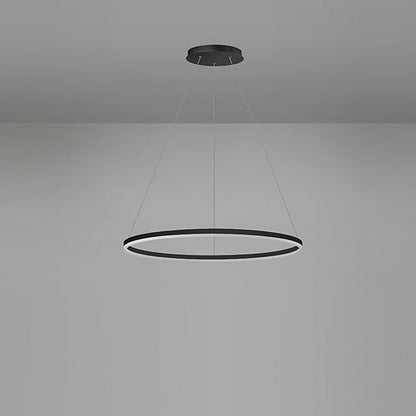 Modern LED Ring Chandelier Aluminium Acrylic Dimmable 3000K–6000K Remote Black Coffee Gold White 3 Sizes