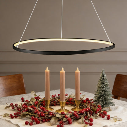 Modern LED Ring Chandelier Aluminium Acrylic Dimmable 3000K–6000K Remote Black Coffee Gold White 3 Sizes