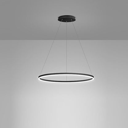 Modern LED Ring Chandelier Aluminium Acrylic Dimmable 3000K–6000K Remote Black Coffee Gold White 3 Sizes