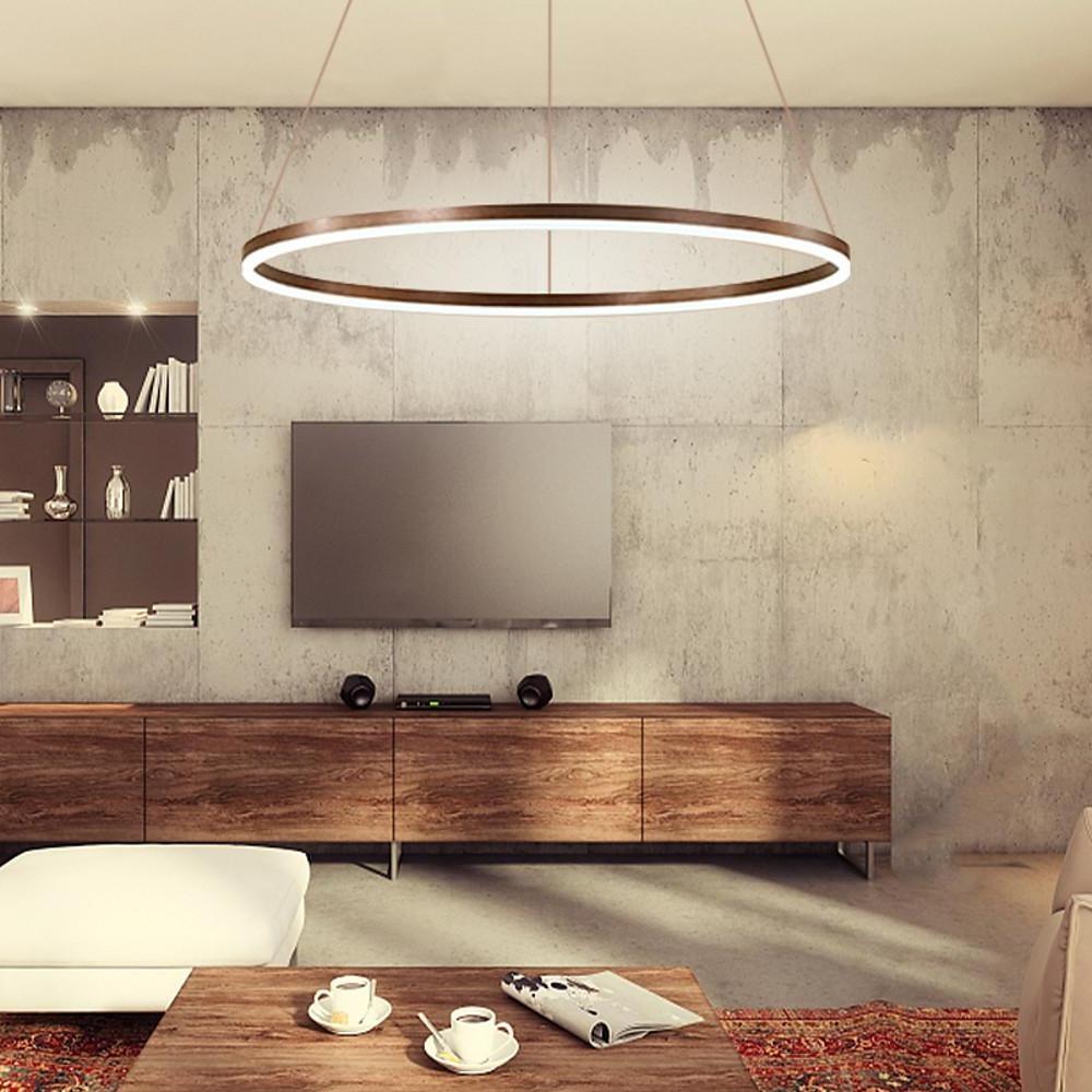 Modern LED Ring Chandelier Aluminium Acrylic Dimmable 3000K–6000K Remote Black Coffee Gold White 3 Sizes