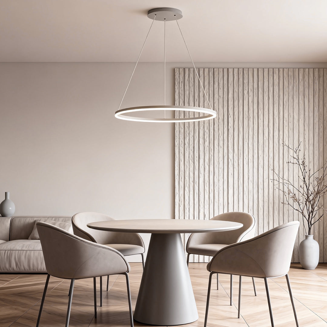 Modern LED Ring Chandelier Aluminium Acrylic Dimmable 3000K–6000K Remote Black Coffee Gold White 3 Sizes