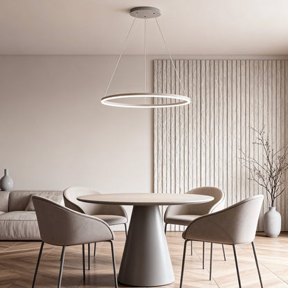Modern LED Ring Chandelier Aluminium Acrylic Dimmable 3000K–6000K Remote Black Coffee Gold White 3 Sizes