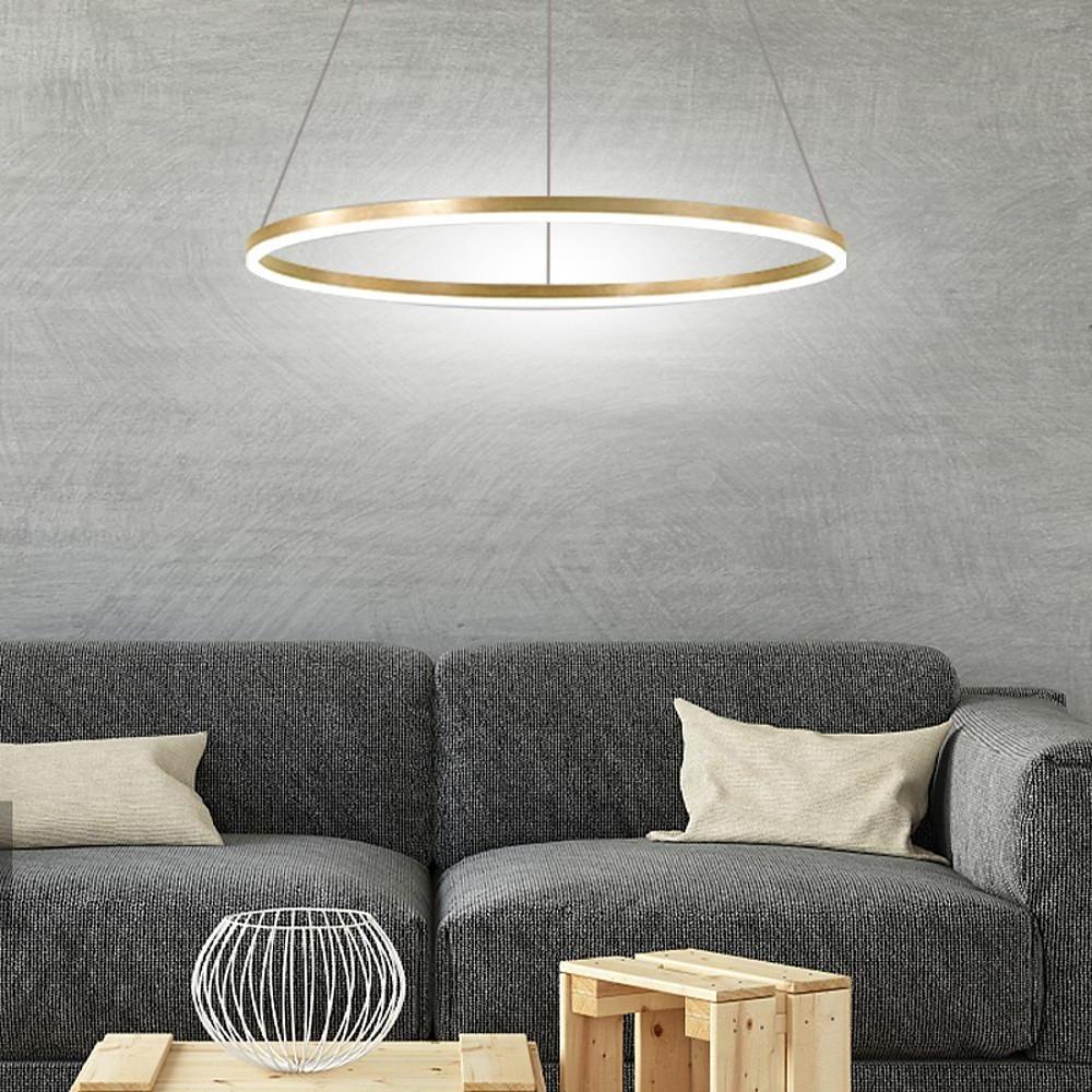 Modern LED Ring Chandelier Aluminium Acrylic Dimmable 3000K–6000K Remote Black Coffee Gold White 3 Sizes