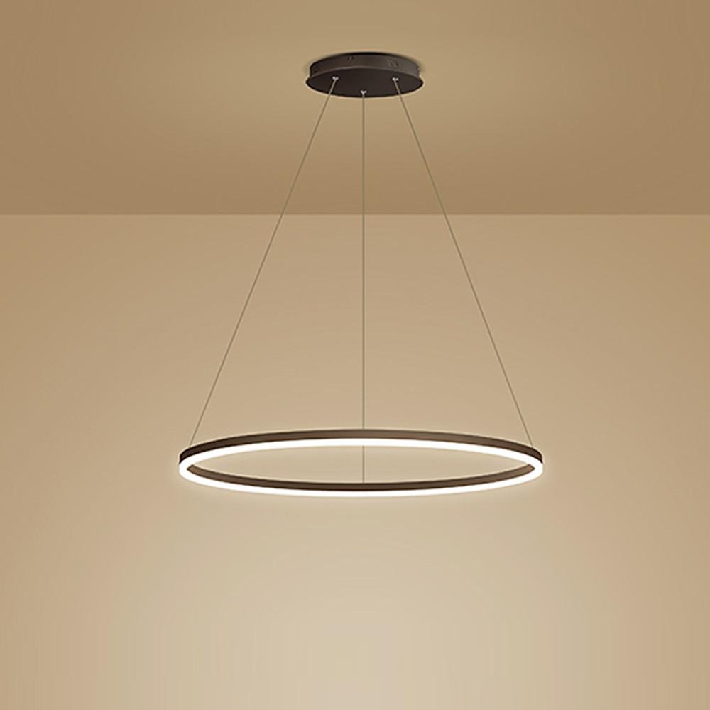 Modern LED Ring Chandelier Aluminium Acrylic Dimmable 3000K–6000K Remote Black Coffee Gold White 3 Sizes
