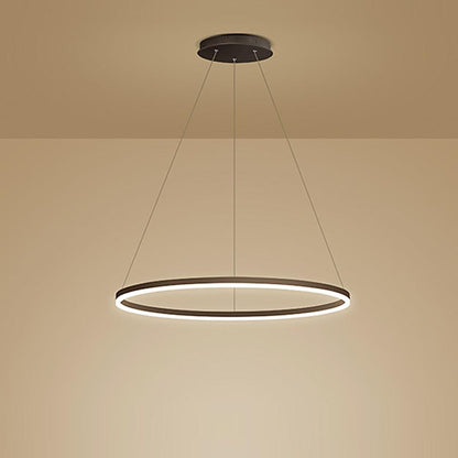 Modern LED Ring Chandelier Aluminium Acrylic Dimmable 3000K–6000K Remote Black Coffee Gold White 3 Sizes