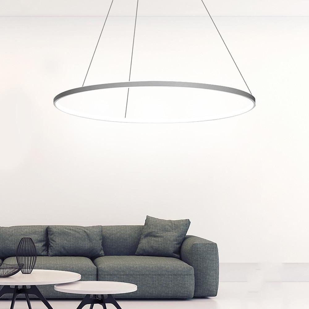 Modern LED Ring Chandelier Aluminium Acrylic Dimmable 3000K–6000K Remote Black Coffee Gold White 3 Sizes