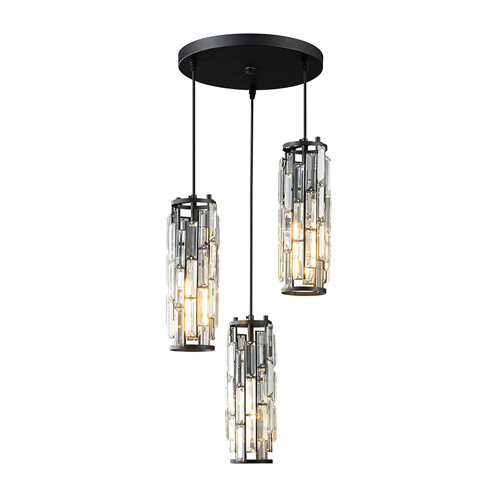 Mini Crystal Pendant Light Industrial Iron E27 Black Gold Chrome 1 3 Light Kitchen Island