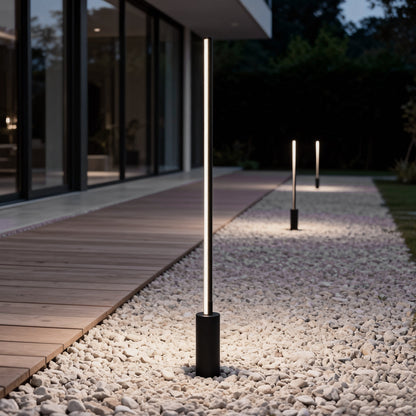 Contemporary Linear LED Outdoor Floor Lamp IP65 Stainless Steel 4 Heights 3000K