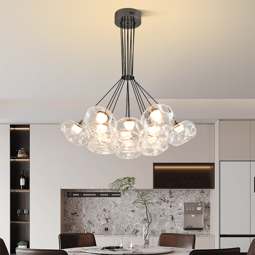 Glass Globe Multi-Head Chandelier with Full-Spectrum Integrated LED