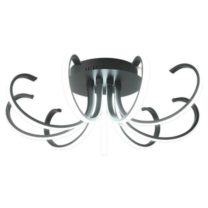 Nordic Starburst Multi-Arm Silicone LED Flush Mount in Black, White, or Chrome with Dimmable Option in Two Sizes