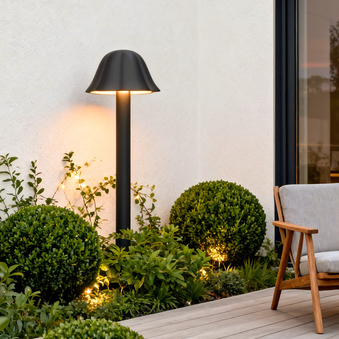 Mushroom Outdoor Path Light Black Aluminum Acrylic 12W LED Hardwired IP54 2 Styles