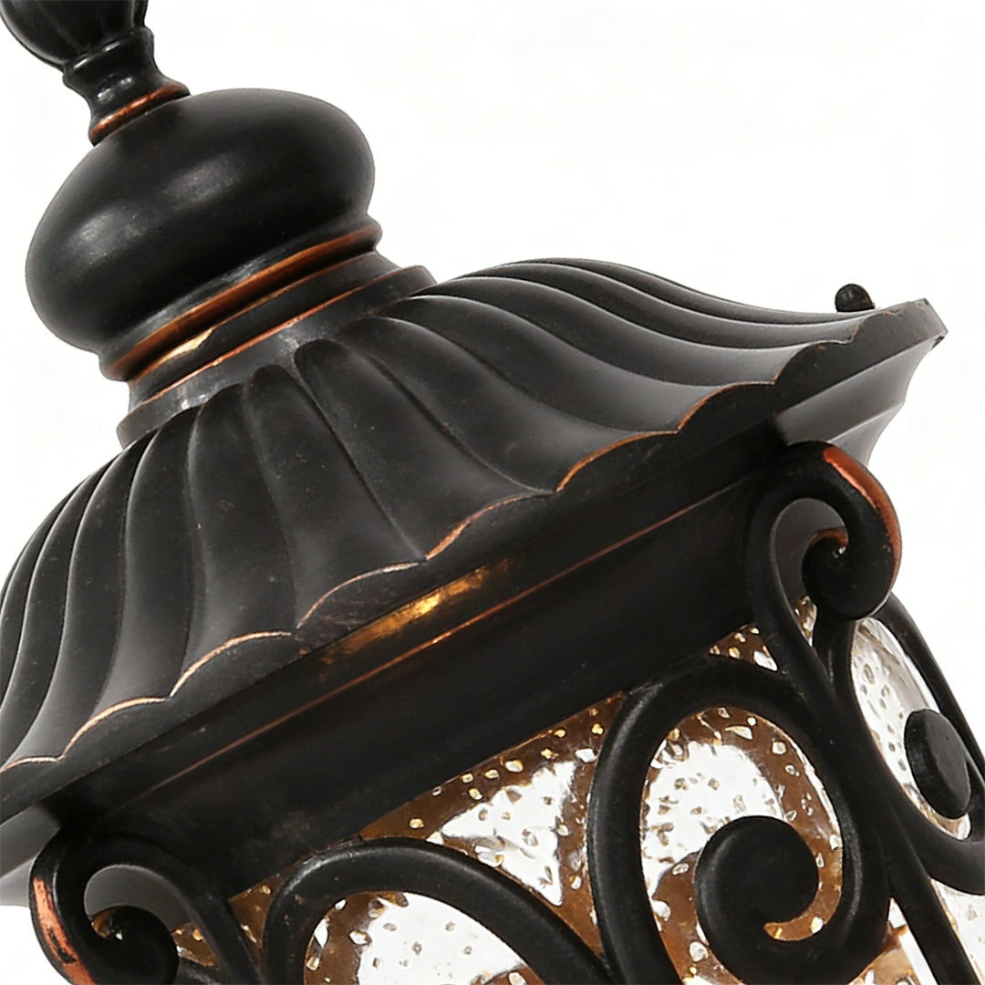 Retro Black Die-Cast Aluminum Bubble Glass Outdoor Pillar Light Hardwired IP54 3 Sizes Garden Villa Lawn