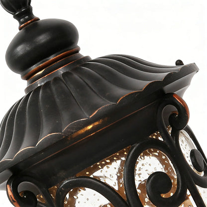 Retro Black Die-Cast Aluminum Bubble Glass Outdoor Pillar Light Hardwired IP54 3 Sizes Garden Villa Lawn