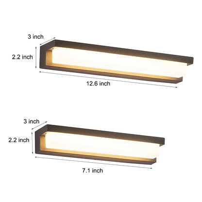 Modern Gray Horizontal Down-Light LED Wall Sconce Stainless Steel Aluminum PC Solar or Hardwired IP54 2 Sizes Courtyard Villa
