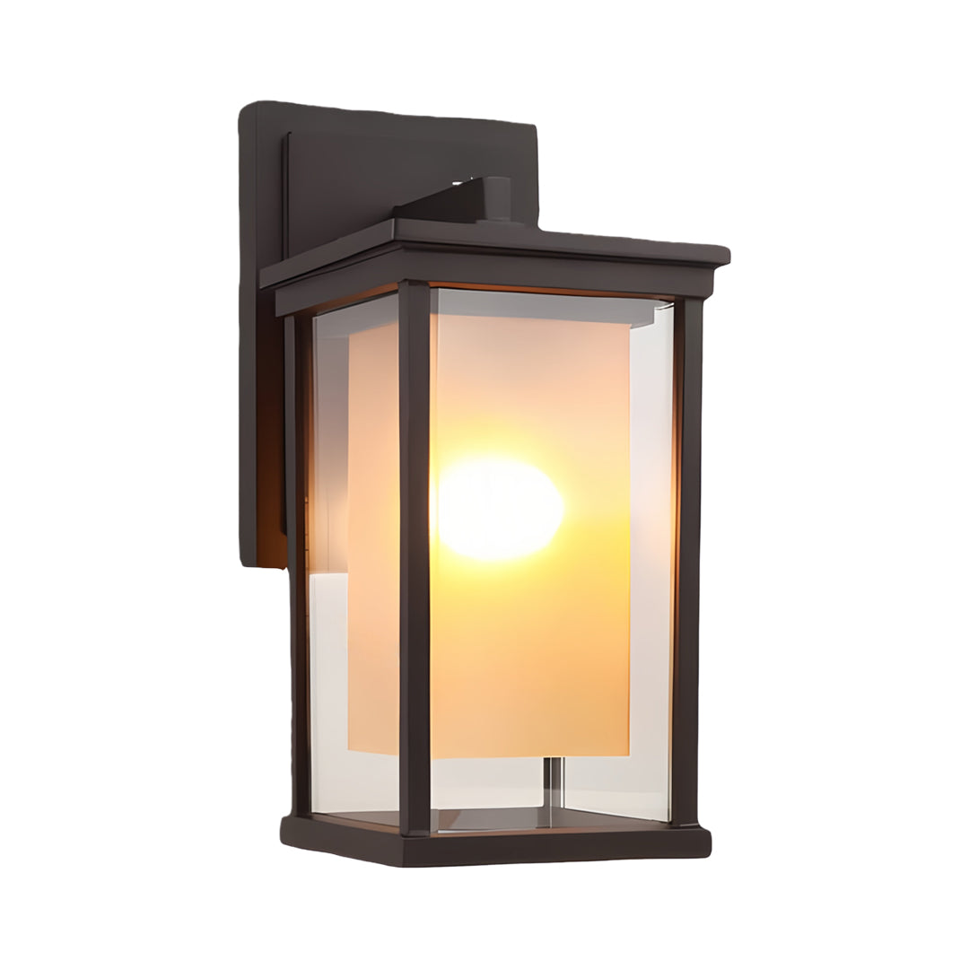 Modern Outdoor Wall Lantern Black Aluminum Dual Glass E27 IP54 European Style 3 Sizes Small Medium Large