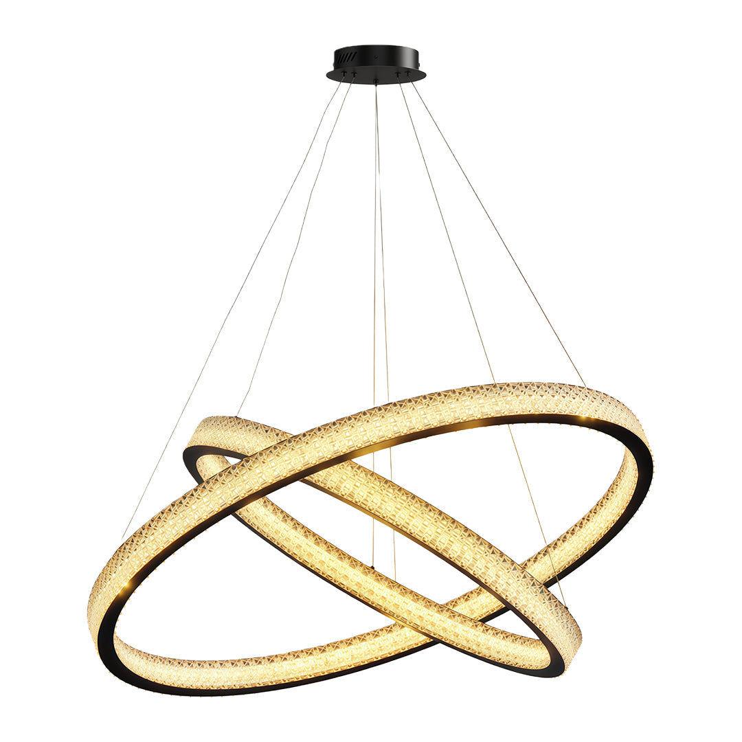 Copper Ring Chandelier White Acrylic Dimmable LED 3000K 6000K Remote 7 Sizes