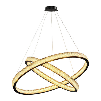 Copper Ring Chandelier White Acrylic Dimmable LED 3000K 6000K Remote 7 Sizes