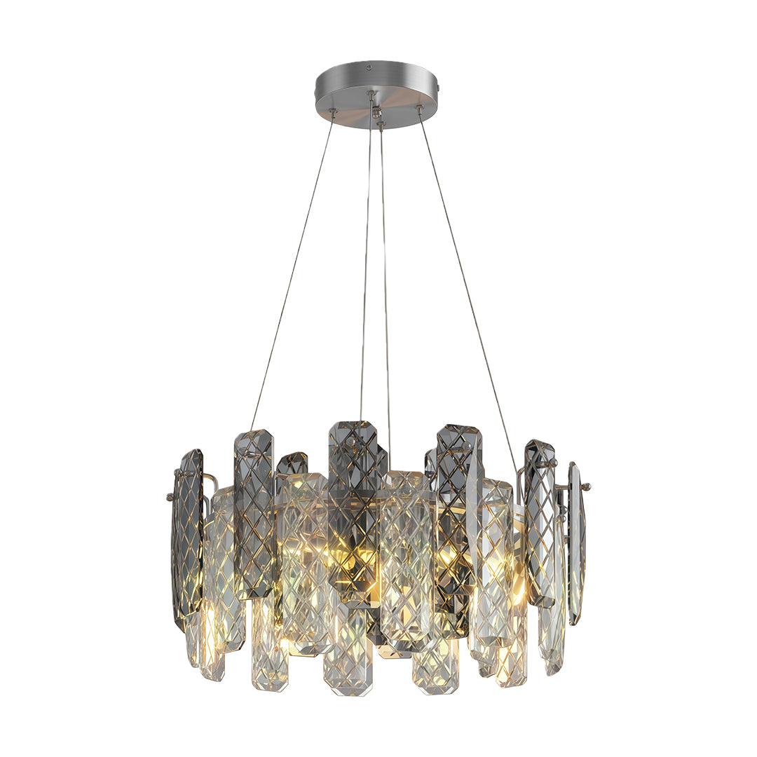 Contemporary Crystal Chandelier Solid Copper Textured Crystal Rods Eye-Protecting E14 French Style
