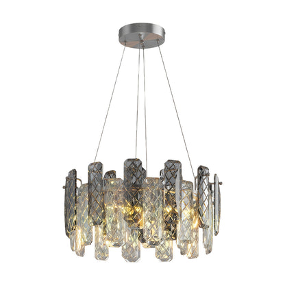 Contemporary Crystal Chandelier Solid Copper Textured Crystal Rods Eye-Protecting E14 French Style