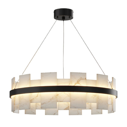 Modern Copper Marble LED Chandelier with 3 Step Dimming for Luxury Dining Room Ceiling Lighting