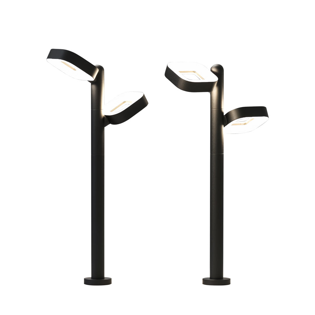 Dual Head Black Path Light Outdoor LED Landscape Light 24W Aluminum IP54 Hardwired