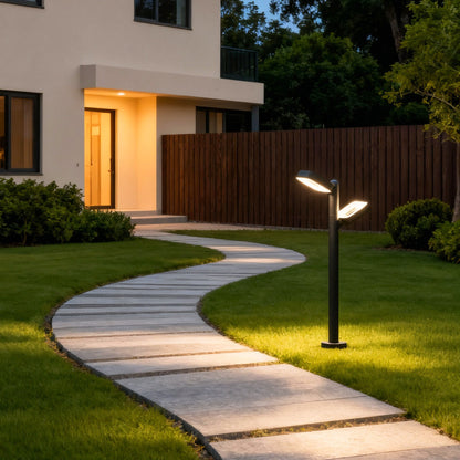 Dual Head Black Path Light Outdoor LED Landscape Light 24W Aluminum IP54 Hardwired