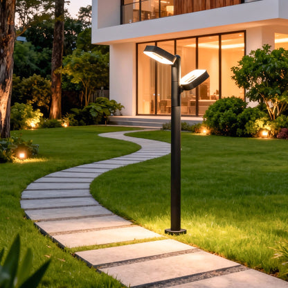 Dual Head Black Path Light Outdoor LED Landscape Light 24W Aluminum IP54 Hardwired