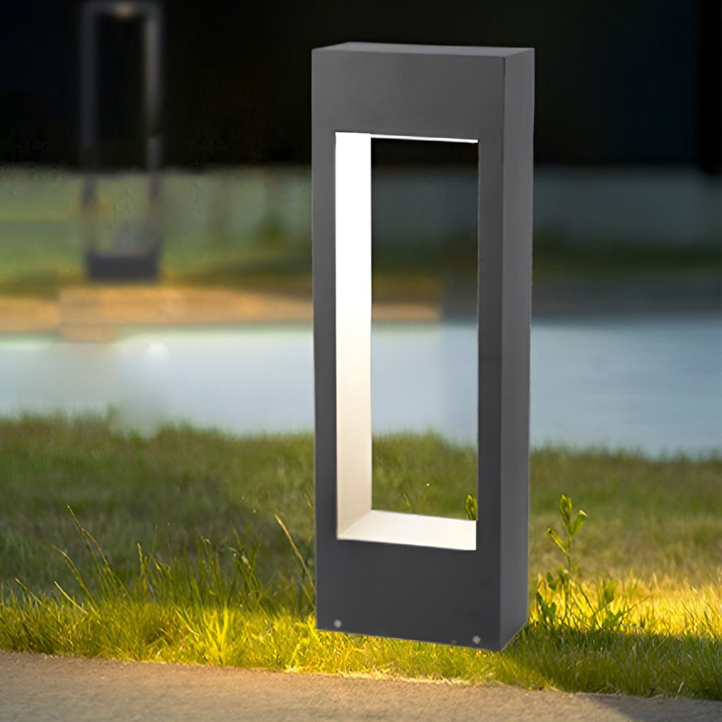 Black Bollard Lights Modern Slim Border LED Lawn Light